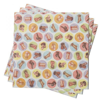 Candyprints Dirty Napkins Mini Penis Cocktail Napkins Pack of 8 - Full Print, 2-Ply, Assorted Shapes, Sizes, and Colors - Perfect for Adult Parties and Events - Adult Naughty Store