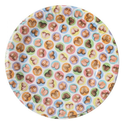 Candyprints Mini Boob Plates - 8 Pack of 7-Inch Fun Party Plates for All Genders - Perfect for Pleasureful Occasions - Assorted Colors - Adult Naughty Store