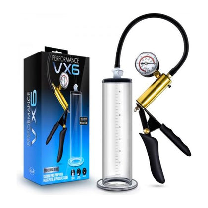 Performance - Vx6 Vacuum Penis Pump with Brass Pistol & Pressure Gauge - Clear: The Ultimate Male Enhancement Tool for Intense Pleasure and Sensitivity - Adult Naughty Store