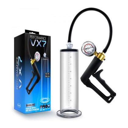 Performance - Vx7 Vacuum Penis Pump with Brass Trigger & Pressure Gauge - Clear - Adult Naughty Store