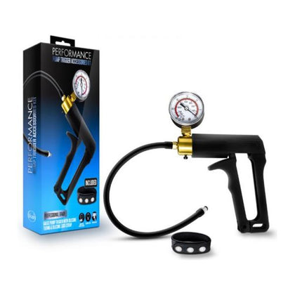 Performance - Gauge Pump Trigger With Silicone Tubing And Silicone Cock Strap - Black - Adult Naughty Store