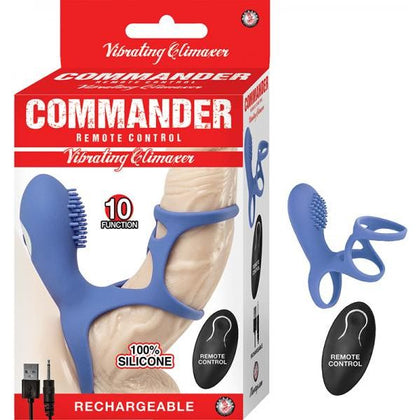 Nasstoys Commander Remote Control Vibrating Climaxer Blue - Rechargeable 10 Function Cock Cage with Clitoral Teaser
