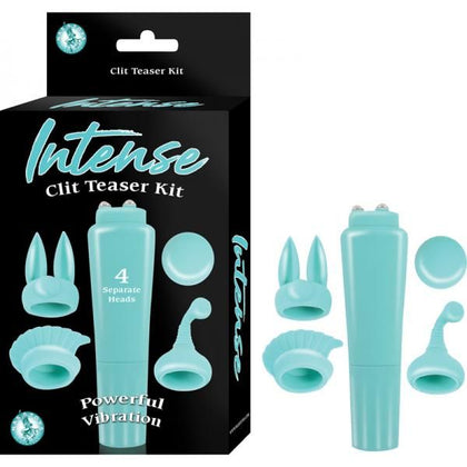 Nasstoys Intense Clitoral Teaser Kit Aqua - Model X123: Powerful Pocket Rocket Massager with 4 Attachments - Female Pleasure Toy in Aqua - Adult Naughty Store