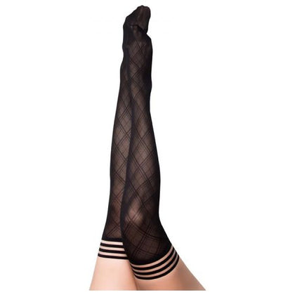 Kixies Tiffany Black Diamond Thigh High Stockings - Model B: Sensual Diamond-Laced Delight for Women, Exquisite Pleasure for Your Thighs - Size B - Adult Naughty Store