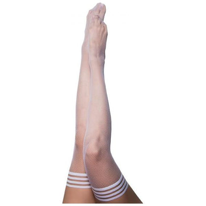 Kixies Sammy White Fishnet Thigh Highs - Size A: Sensual Lingerie for Women's Intimate Moments - Adult Naughty Store