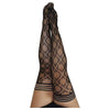 Kixies Elle Black Fishnet Diamond Thigh High Stockings - Model D, Women's, Sensual Lingerie for Alluring Legs - Size D - Adult Naughty Store