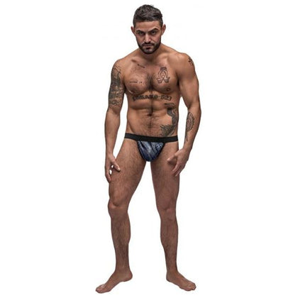 Male Power Blue Streak Posing Strap Thong - Model BPS-001 - Men's Sporty Skimpy Underwear for Intimate Moments - One Size Fits Most - Adult Naughty Store