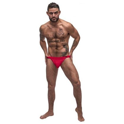 Male Power Pure Comfort Modal Sport Jock Red Lx - Men's Breathable Low Rise Waist Comfort Fit Pouch Lingerie, Model PMSJ-R-LX, for Enhanced Support and Style