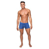 Male Power Seamless Sleek Short with Sheer Pouch - Blue, Size Small - Ultimate Comfort and Support for Men's Intimate Moments - Adult Naughty Store