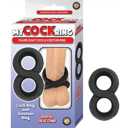 Masterful Pleasure: Cockring Figure Eight Cock & Scrotum Ring Black - Adult Naughty Store