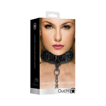 Introducing the LuxeBond™ Black Diamond Collar with Leash - Model LCB-001: Unisex BDSM Luxury Bondage Gear for Ultimate Control and Pleasure