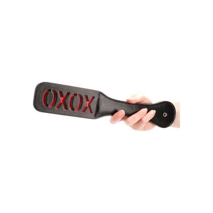 Ouch! XOXO Black Leather Paddle - Model X1 - Unisex - Impact Play - Firm and Flexible - Sensual BDSM Toy