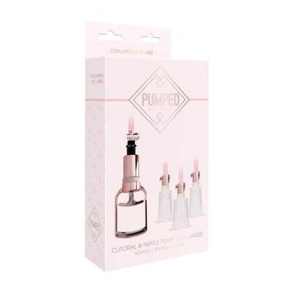 Introducing the Rose Gold Pleasure Pump Set - Pumped Clitoral & Nipple Stimulator Large - Adult Naughty Store