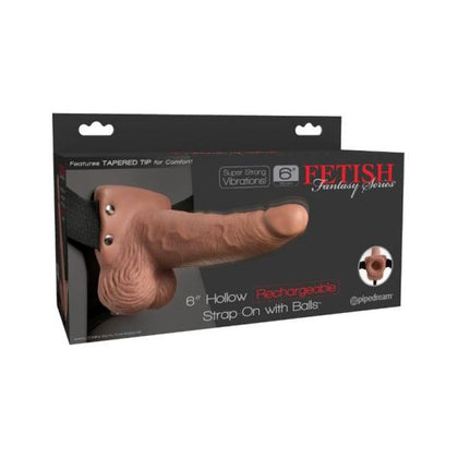 Fetish Fantasy Series 6in Hollow Rechargeable Strap-On With Balls - Tan: The Ultimate Pleasure Enhancer for Confident Men