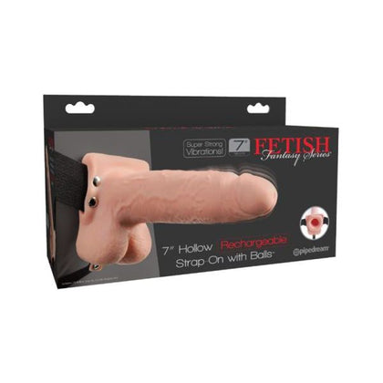 Fetish Fantasy Hollow Rechargeable Strap-on With Balls - 7in Flesh Dildo for Men - Intense Pleasure in a Rechargeable Package
