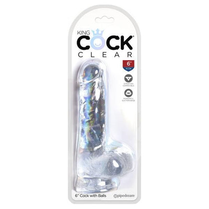 King Cock Clear 6in Realistic Dildo with Balls - Model KC-6CB - Unisex Pleasure Toy for Intimate Satisfaction - Transparent - Adult Naughty Store