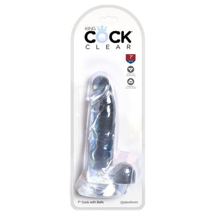 King Cock Clear 7in Realistic Dildo with Balls - Lifelike Pleasure Toy for Women - Model KC-7CB - Transparent