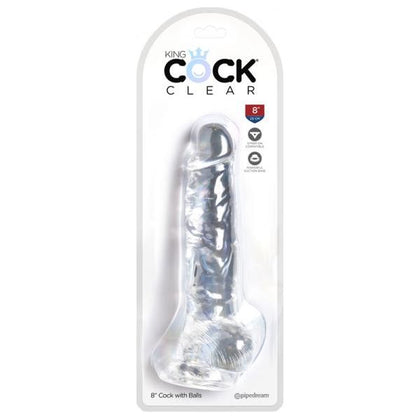 King Cock Clear 8in Realistic Dildo with Balls - Model KC-8CDB-Gender Neutral - Designed for Deep Pleasure - Crystal Clear