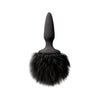 Silky Bunny Tails Mini Black Fur Silicone Butt Plug - Model BT-001 - Unisex Anal Pleasure Toy - Adult Naughty Store