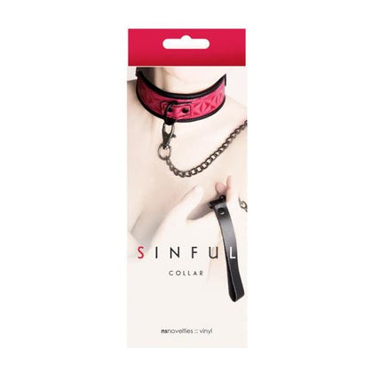 Sinful 1in Collar Pink - Premium Vinyl and Neoprene Adjustable Bondage Collar and Leash Set for Extended Wear - Model S1C-001 - Unisex - Intensify Pleasure and Explore Boundaries with a Touch of Pink