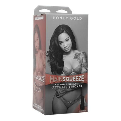 Introducing the Main Squeeze Honey Gold ULTRASKYN Realistic Masturbator - Model HG-001: A Sensational Pleasure Experience for Men in a Sultry Caramel Hue - Adult Naughty Store