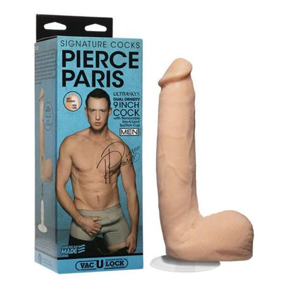 Signature Cocks Pierce Paris 9 Inch Ultraskyn Dildo with Removable Vac-u-lock Suction Cup - Realistic Dual Density Pleasure Toy for Men - Vanilla - Adult Naughty Store