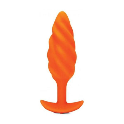 b-Vibe Swirl Texture Plug Orange - Premium Silicone Vibrating Butt Plug for Advanced Anal and Vaginal Pleasure - Model BV-TP-01 - Unisex - Adult Naughty Store