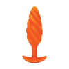 b-Vibe Swirl Texture Plug Orange - Premium Silicone Vibrating Butt Plug for Advanced Anal and Vaginal Pleasure - Model BV-TP-01 - Unisex - Adult Naughty Store