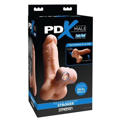 PDX Male Reach Around Stroker - Ultra-Soft Fanta Flesh Realistic Anal Masturbator, Model X-2000, Male, Intense Textured Stimulation, Deep Brown - Adult Naughty Store