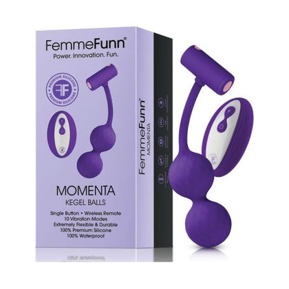 Femmefunn Momenta Kegel Balls Purple - Powerful Vibrating and Rattling Kegel Balls for Women's Pelvic Floor Strengthening and Sensual Stimulation
