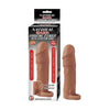Natural Realskin Vibrating Xtender With Scrotum Ring - Brown - Model XT2020-24 - Male Penis Sleeve Extender and Enhancer for Increased Length and Girth - Waterproof and Phthalates Free