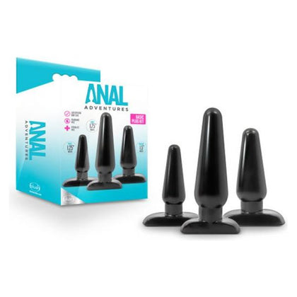 Anal Adventures Basic Plug Kit Black - Anatomically Targeted Anal Training for All Genders and Pleasure Seekers - Adult Naughty Store