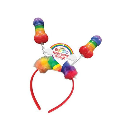 Introducing the Playful Pleasures Rainbow Pecker Bopper Head Band - Model RP-001: Vibrant Pride and Gender Expression Delight - Adult Naughty Store