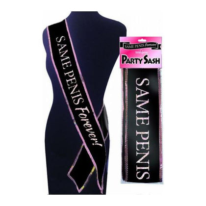 Introducing the Forever Pleasure Co. Same Penis Forever Sash - Black with White Font and Pink Trim