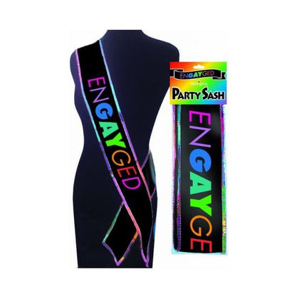 Party Perfect: Engayged Sash - Black with Rainbow Trim for LGBTQ+ Celebrations