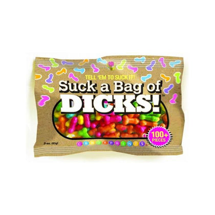 Candy Prints Suck A Bag Of Dicks 3oz - Adult Pecker-Shaped Candy for Fun Parties, Model #SBD-3, Unisex, Pleasure for All Areas, Multicolor Rainbow