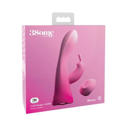 3Some Wall Banger Rabbit Pink - The Ultimate Triple Pleasure Vibrator for Women, featuring Suction Cup, Wireless Remote, and USB Rechargeability