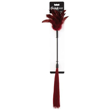 Enchanted Pleasure Co. Shadow Feather Tickler - Dual-Action Sensation for Couples - Model S&M2020 - Unisex - Intimate Stimulation - Red