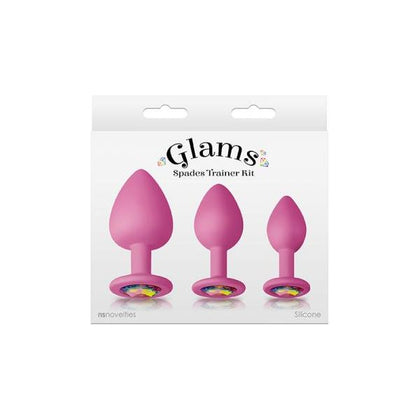 Glam's Spades Trainer Kit Pink - Elegant Jeweled Silicone Anal Plug Set for All Genders, Backdoor Pleasure - Model SPK-001