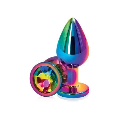 Rear Assets MultiColor Medium Rainbow Anal Toy - Model XYZ - Unisex - Pleasure for All Areas - Chrome-Plated Lightweight Aluminum - Adult Naughty Store