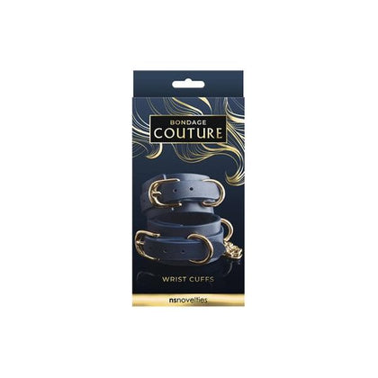 NS Novelties Bondage Couture Blue Wrist Cuff - Elegant Synthetic Material, Nickel Free Hardware - For Sensual Pleasure and Fashionable Play