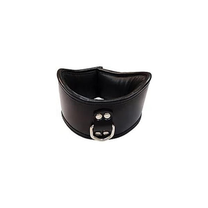 Rouge Leather Posture Collar with D-Ring for Bondage Play - Model 1D-PC01 - Unisex - Neck Restraint for Sensual Stimulation - Black - Adult Naughty Store