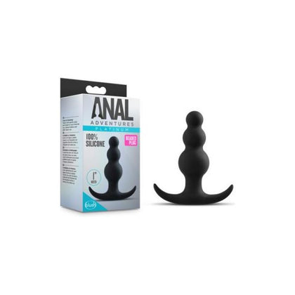 Anal Adventure Platinum Beaded Plug Black - Premium Silicone Anal Pleasure Toy for Intense Sensations - Model APBP-001 - Unisex Pleasure - Black