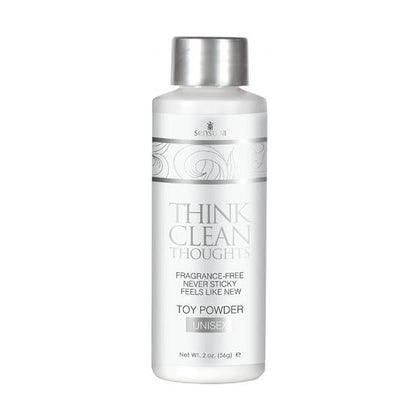 Think Clean Thoughts Toy Powder 2oz - Fragrance-Free, Non-Sticky, Like-New Feel - Unisex, for All Pleasure Areas - White