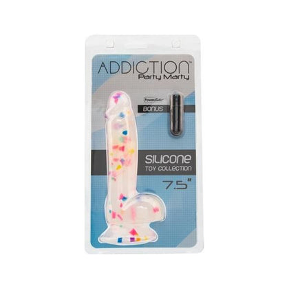 ADDICTION Confetti Dong 7.5in W-Free Bullet - Premium Silicone Rainbow Confetti Textured Dong for Harness Play and Suction Cup Pleasure - Adult Naughty Store