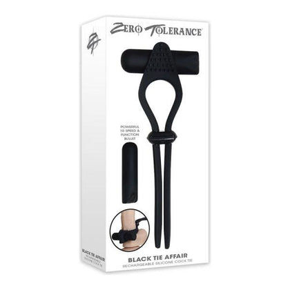 ZT Black Tie Affair Rechargeable Silicone Cock Tie - Model ZTCT-10 - Male - Pleasure Enhancer - Black