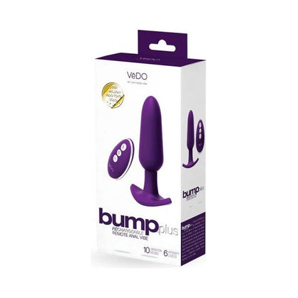 VeDO Bump Plus Rechargeable Remote Control Anal Vibe Purple - Powerful Pleasure for Intimate Moments - Adult Naughty Store