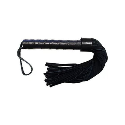 Luxurious Leather Handled Black Suede Flogger - Sensual Pleasure Toy for BDSM Enthusiasts - Model LS-40 - Unisex - Exquisite Sensations in Bold Black - Adult Naughty Store