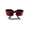 Elegant Pleasure: Leather Wrist Cuffs - Burgundy & Black Accessories - Adult Naughty Store