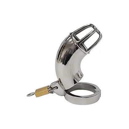 Stainless Steel Chastity Cock Cage with Padlock - Model 6â, 40mm Cock Ring - Male, Comfortable Open Cage Design for Fluid Flow - Silver